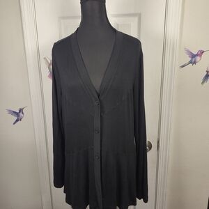 Cable & Gauge Black V-Neck Button Front Cardigan - Size L